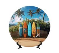 Surf's up - Piatto decorativo in porcellana Bone China con foto, piatti piani personalizzati in porcellana con espositore, piatto decorativo in ceramica per ornamento da appendere alla parete, 15,2 cm