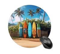 Surf's Up - Tappetino per mouse rotondo con tavola da surf, tappetino per mouse da gaming, ad alta densità, portatile, comodo, per scrivania, casa, ufficio, 20 x 20 cm
