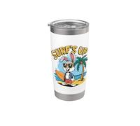Surfs Up - Tavola da surf con coniglietto e coniglietto, stile retrò, estate Bicchiere termico in acciaio inox doppia parete