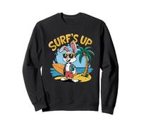 Surfs Up - Tavola da Surf con Coniglietto e Coniglietto, Stile retrò, Estate Felpa