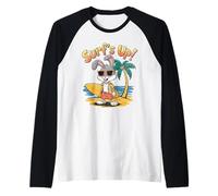 Surfs Up - Tavola da Surf con Coniglietto e Coniglietto, Stile retrò, Estate Maglia con Maniche Raglan