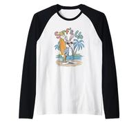 Surfs Up - Tavola da Surf con Coniglietto e Coniglietto, Stile retrò, Estate Maglia con Maniche Raglan