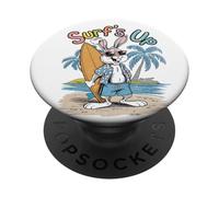 Surfs Up - Tavola da surf con coniglietto e coniglietto, stile retrò, estate PopSockets PopGrip Adesivo