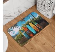 Surf's Up - Zerbino con tavola da surf, antiscivolo, assorbente, morbido, lavabile, 40,6 x 61 cm, per cucina, camera da letto, bagno, decorazione elegante