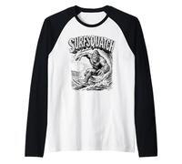 SurfSquatch! Bigfoot Surfer Vintage Wave Sasquatch Maglia con Maniche Raglan