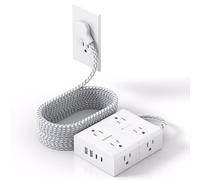 Surge Protector Power Strip 15 Ft Cord, Ultra Thin Flat Extension Cord with 8 Outlets 4 USB Ports(2 USB C), Flat Plug Power Strip, 15 Ft Long Braided Power Cord for Home, Office, Dorm Room Essentials