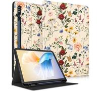 SurgeCraft Custodia a libro per Samsung Galaxy Tab S9 FE 5G/Tab S9 - donne carine ragazze custodia a libro floreale fiore carino bambini girly auto wake/sleep design con portamatite per Samsung Tab S9