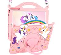 SurgeCraft Custodia per iPad 5a/6a generazione da 9,7", Kawaii carina per iPad Air di 1a/2a generazione, in morbido silicone PK Unicorn Cartoon Funda Para iPad Pro 9,7 pollici, con cinturino e