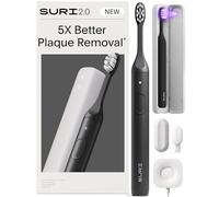 SURI S2 Midnight Black - Spazzola con luce UV, custodia di ricarica e supporto per specchio, colore: Nero