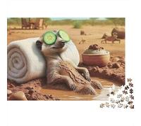Suricato Ritiro Spa Colore Vivace Puzzle 1000 Pezzi per Adulti Suricato Rilassato che Gode di una Giornata alla Spa nella Sabbia del Deserto Premium Alta Qualità Stimolante Antistress 52x38cm/1000pz