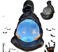 Suriels and Floating Bat sfera di cristallo - con pipistrelli galleggianti per vibrazioni magiche, sfere di cristallo del Dio della Morte, luce LED Grim Reaper Water Globe Decorazione Halloween
