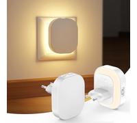Suright 2 Pezz Luce Notturna Bambini, Luce Notturna da Presa con Sensore Movimento e Crepuscolare, Luminosità Regolabili, AUTO/ON/OFF, 2700K Lampada Notturna per Cameretta, Corridoio, Bagno e Cucina