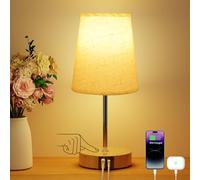 Suright Lampada da Comodino con Controllo Touch e 3 Livelli di Luminosità, Abat Jour da Comodino con Porte di Ricarica USB C, Lampada da Tavolo per Camera da Letto Soggiorno (Lampadina Inclusa)