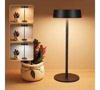 Suright Lampada da Tavolo Senza Fili, 3 Modalità Colore, Luminosità Regolabile, Lampada da Comodino Ricaricabile a USB-C e Energia Solare, IP65 Impermeabile per Uso Interno ed Esterno