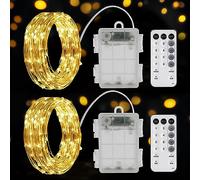 Suright Luci LED a Batteria, 2 x 6M 60LED Lucine LED Decorative 8 modalità | con timer Luci Stringa Impermeabile IP65 Esterno Interno Luci LED Stringa per Natale Matrimonio Feste Giardino Stanza