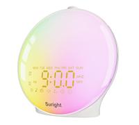 Suright Sveglia All'Alba, Wake-Up Light Sveglia Con Luce, Simulazione Alba | 2 Allarmi, Snooze, 15 Suoni Natura, 18 Luce Colorata, 20 Luminosità Lampada Da Comodino Bambini,Radio Sveglia