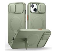 SURITCH Cover Magnetica compatibile con iPhone 13/14, alloggiamento a prova di urti custodia protettiva ultra sottile con coperchio della fotocamera scorrevole e supporto regolabile(verde)