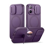 SURITCH Cover Magnetica compatibile con iPhone 17, alloggiamento a prova di urti custodia protettiva con coperchio della fotocamera scorrevole e supporto regolabile(Viola)