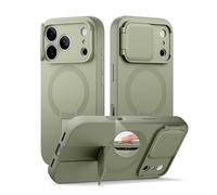 SURITCH Cover Magnetica compatibile con iPhone 17 Pro, alloggiamento a prova di urti custodia protettiva con coperchio della fotocamera e supporto regolabile(verde)