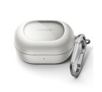 SURITCH Custodia Compatibile con Bose New QuietComfort Earbuds (2024),Bloccaggio Antishock Copertura Protettiva per Earpods con Kit di Pulizia e Carabina Anello per Chiavi（Bianco）