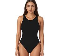 SURLIFE Body Donna Modellante in Microfibra Elastica, Spalla Larga, Design Slim (NERO, S-M)