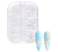 Surluoen 1 Scatola di Decorazioni di Perle Ciondoli per Unghie Parti di Unghie Rotonde Bianche Perline in Acciaio Dorato Palline Gioielli Accessori per Nail Art Colore: ZZ13