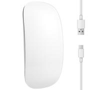 Surluoen Mouse Fili Bluetooth Mouse per Computer Ricaricabile Silenzioso Sottile Ergonomico Mouse per PC per (Bianca)