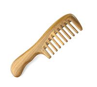 Surluoen Pettine per Capelli nel Legno di Sandalo Naturale un Denti Larghi - Pettine Districante nel Legno Non Statico con Manico Liscio per Capelli Ricci e Ondulati Spessi
