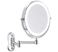Surluoen Specchio per Trucco da Bagno da Bagno con Vanità Montato a Parete con Specchio Cosmetico con Ingrandimento 1X / 5X Illuminato Pieghevole Girevole a LED