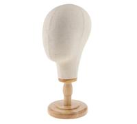 Surluoen Supporto per Testa per Parrucca, Manichino per, Supporto per Parrucca In, Cupola In Tela + Supporto In Legno Staccabile per Parrucche, Cappelli, Berretti