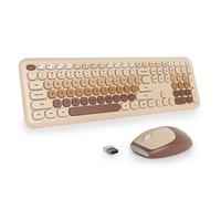 surmen Carino Tastiera e Mouse Wireless, Full-Size Retro Typewriter Tastiera Senza Fili Silenziosa Tastiera Colorata Basso Rumore 2.4GHz per Casa e Ufficio 666 Caffè