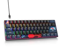 surmen Tastiera da gioco 60% 60%, mini tastiera meccanica cablata con interruttori rossi silenziosi, copritasti in PBT, per PC Gamer Typist (samurai blu B/LED arcobaleno)
