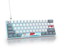 surmen Tastiera meccanica da gioco con 60% cablata, retroilluminata a 61 tasti, ultra compatta, con interruttore rosso lineare, per PC/Mac, gamer, dattilografi (61 grigio bianco)