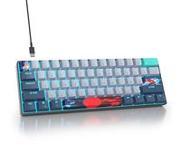 surmen Tastiera meccanica da gioco con cavo al 60%, 61 tasti retroilluminata, ultra compatta, mini tastiera da ufficio 60%, con interruttore rosso lineare per PC/Mac, dattilografo (61 squalo)