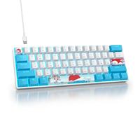 surmen Tastiera meccanica da gioco con cavo al 60%, retroilluminata, ultra compatta, mini tastiera da ufficio con interruttore rosso, per PC/Mac, gamer, dattilografi (61 blu bianco)