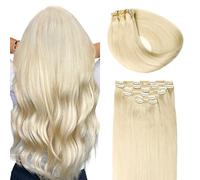 SURNEL Extension Clip Capelli Naturali 120 g 50 cm 6 Pezzi Biondo Platino Chiaro Estensioni Di Clip Umano Reali Capelli Remy Naturale (C#60-50 cm)