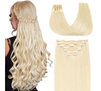 SURNEL Extension Dei Capelli Naturale Clip 160g 50cm 7 Pezzi Biondo Platino Chiaro Estensioni Di Clip Di Umano Reali Capelli Remy Estensioni Di Clip Di Capelli Naturale (7C#60-50cm)