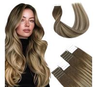 SURNEL Sego, Extension con balayage di capelli umani da castano scuro a biondo caramello, 20 extension con balayage invisibile da 50 cm, 50 g (4/27/4)