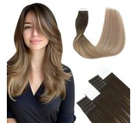 SURNEL Sego, Extension di veri capelli umani Remy, 50 cm, colore ombré balayage 2/6/18 biondo cenere Remy, extension con nastro biadesivo, 50 g, 20 pezzi (T20 pollici, 2/6/18)