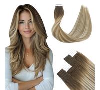 SURNEL Sego, Extension per capelli umani, 50 cm, colore biondo scuro, radici scure, colore marrone e biondo con riflessi chiari, per donne, 20 pezzi, 50 g (T20 pollici, 3/8/22)