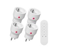 SURNICE Set di 4 mini prese programmabili con telecomando senza fili, 80 m di distanza di controllo nella zona aperta, potenza dissipata bassa, 2300 W, 10 A, 1 batterie CR2032 gratuite, bianco