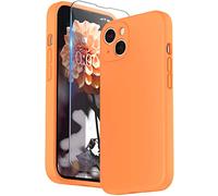 SURPHY Cover per iPhone 13 con Vetro Temperato (6,1"), Custodia per iphone 13 Silicone con Protezione Fotocamera, case protezione Completa ,Antiurto, Morbida Microfibra Antigraffio (Giallo Marigold)