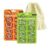 Surplex 16 Pezzi Set di Rompicapo in Metallo, Giocattoli Educativi IQ Test Puzzle Perfetto Classico Giocattolo Educativo Intelligenza per Adulti e Bambini