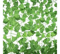Surplex Confezione da 16 ghirlande di edera artificiale, realistiche, per l'estetica della stanza e il giardino, decorazione da parete per interni ed esterni, foglie verdi, piante finte da appendere,