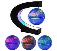 Surplex Globo luminoso galleggiante con luci LED a 7 colori, globo rotante automatico a forma di C, mappa del mondo a levitazione del campo magnetico, mappa del mondo, gravità, educativo, decorazione