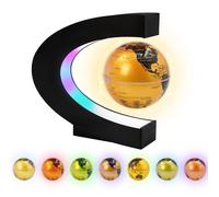 Surplex Globo luminoso galleggiante con luci LED a 7 colori, globo rotante automatico a forma di C, mappa del mondo a levitazione del campo magnetico, decorazione educativa per casa e ufficio