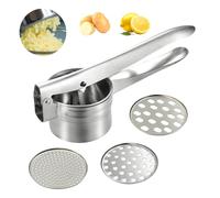 Surplex Schiacciapatate Manuale in Acciaio Inox, Professionale Potato Ricer, Pressa per Purè di Patate Liscie, Marmellata, Verdure E Frutta, con 3 colini sostituibili (Fine Medio Grossolano)