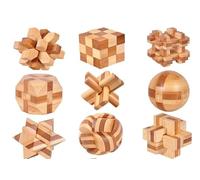 Surplex Set di 12 pezzi di giochi in legno 3D di alta qualità, puzzle IQ e giochi di logica per adulti e bambini, gioco di pazienza, Brainteaser, gioco di abilità, giocattolo educativo in legno