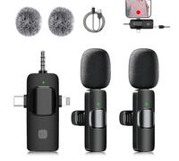 SURPN Microfono Lavalier Wireless per iPhone, Android, iPad, Fotocamera, MiMi Microfono Plug-play con Riduzione del Rumore, per YouTube, TikTok, Vlog,Conferenze, Registrazione Video e Live Streaming