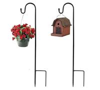 SURPZON Confezione da 2 ganci per pastori, altezza regolabile da 76,2 cm, con base, palo luminoso da giardino in metallo, ganci da giardino per lanterne, cesti per piante, cuciture a 4 sezioni